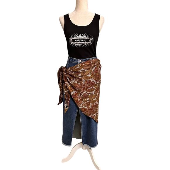 Cacharel La Chemisa Large Triangle Shawl Scarf Shawl Paisley - Picture 1 of 6